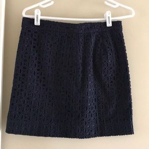 Women’s navy blue Jcrew skirt with flower detail
